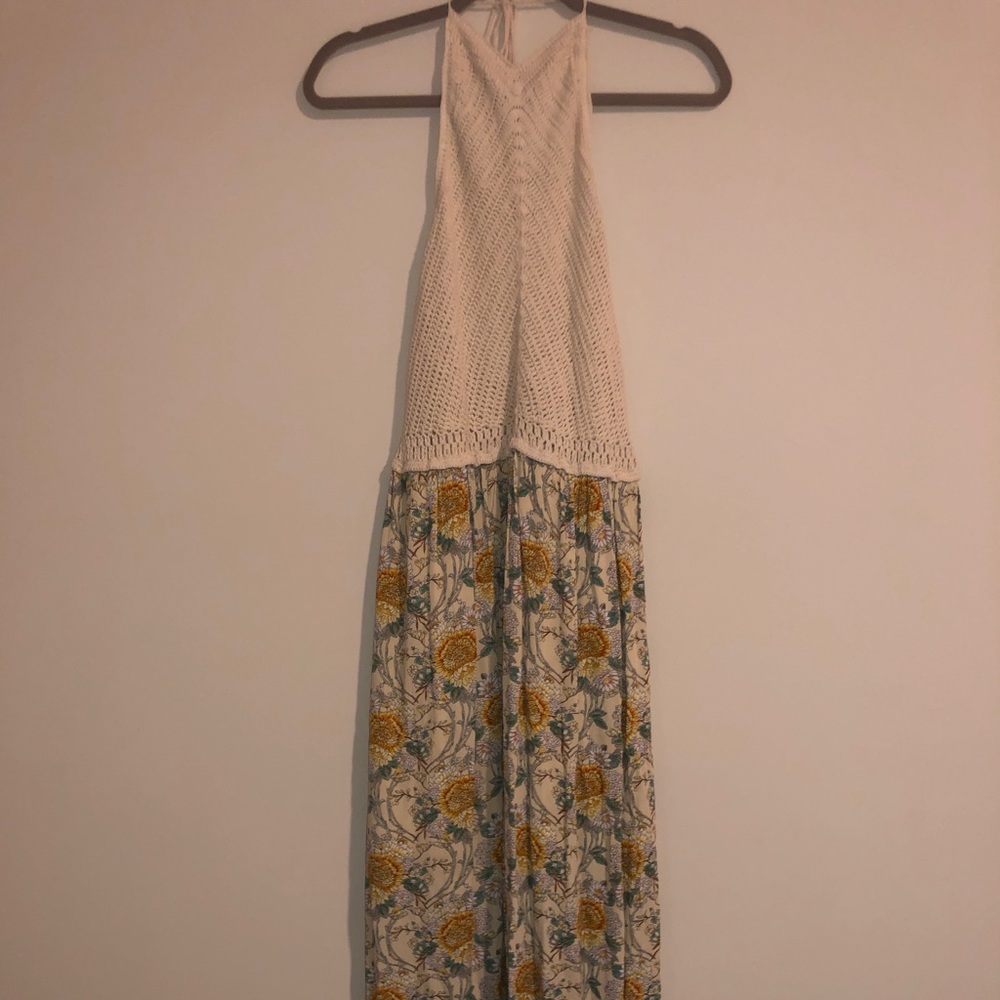 Crochet top open back maxi dress